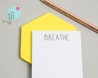 Sticky Notes - Miniature Notepad - Mini Notepad - Office Stationery - 'Breathe' Sticky Notes - Sticky Notes - Reminder Note - To Do List