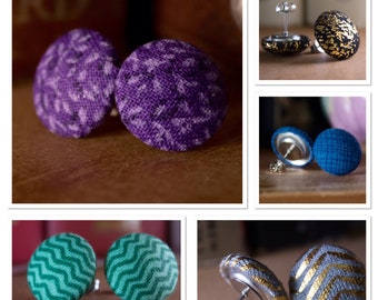 Fabric Button Earrings