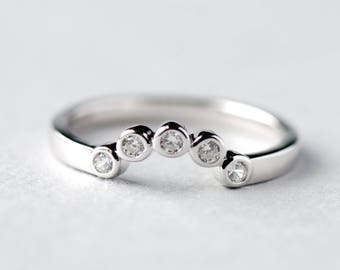 14k White Gold Ring Guard, Ring Enhancer, Bezel Enhancer, Bezel Ring, Rose and Choc Ring, 925 Sterling Silver Ring