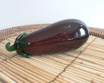 Art Glass Eggplant - Murano Style Eggplant - Purple Eggplant Decor - Art Glass Vegetable