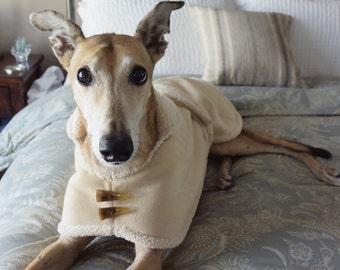 Preppy Hound Coat in Tan Faux Suede with Sherpa Lining