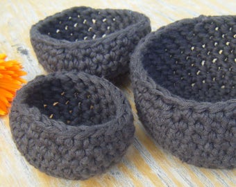 Set of Three Crochet Nesting Bowls