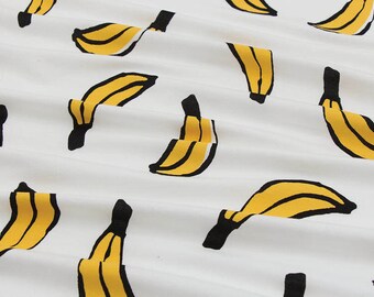 Yellow Banana French Terry Knit Fabric, Stretchy Fabric - Fabric By the Yard 78121 GJ