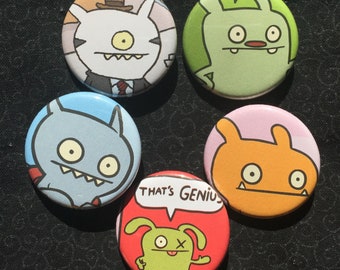 Ugly Doll 1.25" Buttons Pinbacks Set of 5 #16