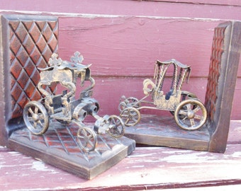 Horseless Buggy Bookends Set of 2 Vintage Book Ends