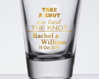 Personalized Shot Glasses Gold Foil Wedding Labels, Personalized Sticker Labels, Wedding Sticker, #01