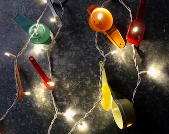 Vintage Measuring Cups/Spoons String Lights Kitchen Decor Retro Lights Mid Century Decor