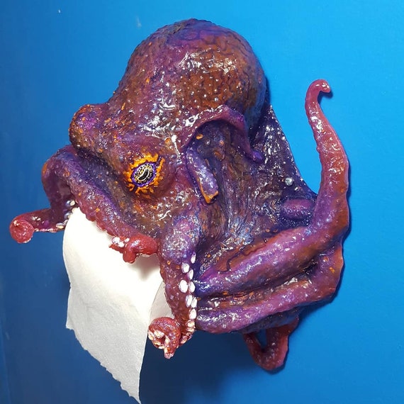 Octopus toilet paper holder functional artwork