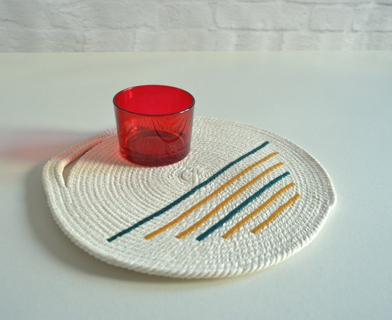 Rope trivet, Table top coaster Modern kitchen, Hot plate Cotton rope coaster, Breakfast coaster, Round coaster, Minimal decor Modern trivet