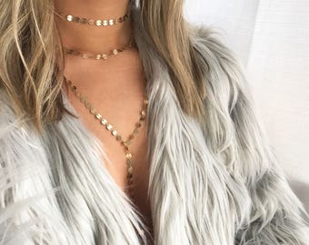 Gold Necklace Set, Gold Layered Necklace, Dainty Gold Necklace, Dainty Gold Choker, Gold Chain, Simple Gold Set, Layered Necklace, A14B
