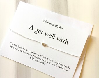 Get well wish bracelet, thinking of you, get well soon card, cord bracelet, hope bracelet, strength bracelet, inspirational card, friendship