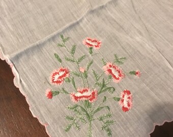 Embroidered Pink Vintage Handkerchief