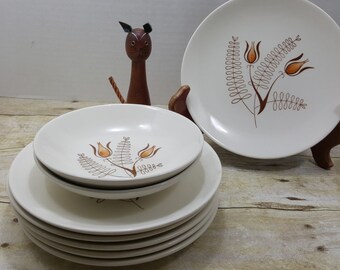 Tanglewood Mid Century Plates and bowls, mid century tulip, royal china