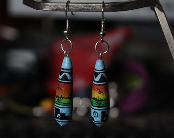 Ceramic Peruvian style drop earrings
