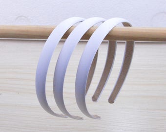 10 headbands, satin headbands, plain headband, hair hoop hair band, White plastic headband, plain tiara, silk covered plastic headband 15mm