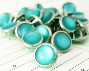 24 Teal Cowgirl Snaps Pearl Prong Western Snaps