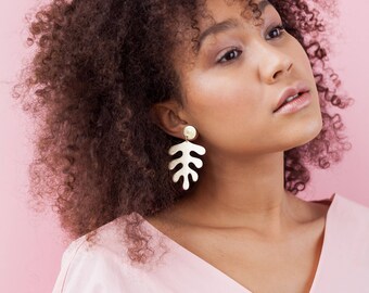 Gold leather Matisse inspired earrings