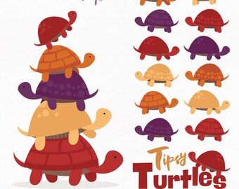 Professional Turtle Stack Clipart in Autumn - Turtle Clipart, Turtle Vectors, Autumn Turtles