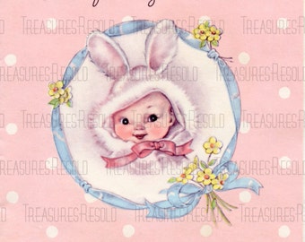 Babys First Easter Bunny Card #385 Digital Download