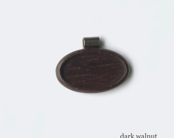 Pendant tray neatly finished hardwood - Walnut - 22 x 40 mm cavity - Brass Tube Bail - (A623c-W)