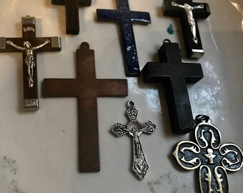 Antique Rosaries crosses, shabby, french, mannequin.