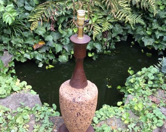 Vintage Cork Lamp, Mid Century Cork Lamp, Large Cork Lamp, Table Lamp, Retro Lighting, Wood Lamp