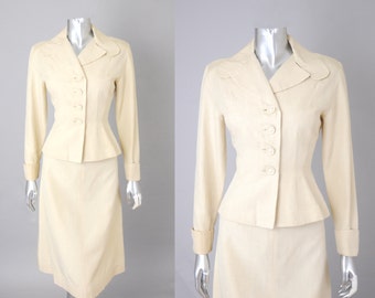 Tea Council cream silk suit | vintage 1950s | silk 50s suit