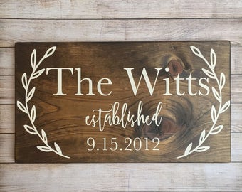 last name sign, family name wood sign, custom wedding gift, wedding established sign, family established sign, wedding gift,