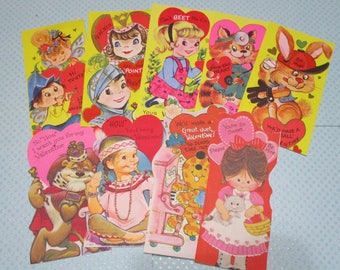 Vintage Children's Valentine Day Cards Lot-Ephemera-Mixed Media-Paper-Crafts-Scrap Booking-UNUSED-Set of 9