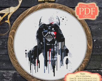 Darth Vader Watercolor - Star Wars - Cross stitch PDF Pattern - modern cross stitch - wall art