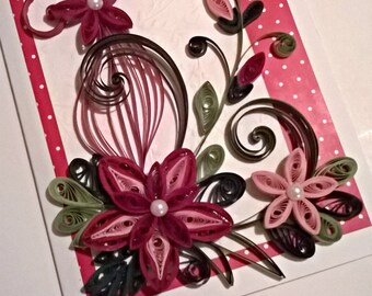 Happy Birthday Card Handmade Quilling Card for Her Mom Wife