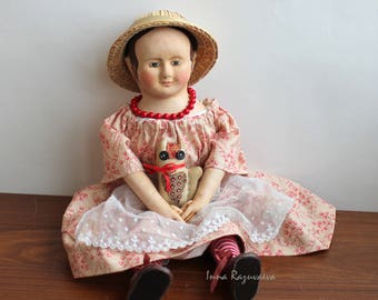 Polly. Reproduction Izannah Walker doll Civil War 19th century 18 inch