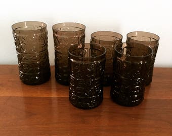 Set of 6 Bryce Bros 'Patio' glasses in Moroccan brown