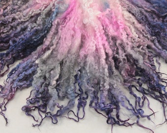 Teeswater separated locks, hand painted fiber fleece for spinning and felting, 2.8 oz