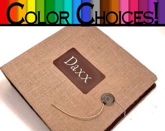 Photo Album Boy Baby Memory Book Burlap Scrapbook 4x6 5x7 8x10 picture Girl personalized Natural Rustic Scrapbook Keepsake Pregnancy Journal