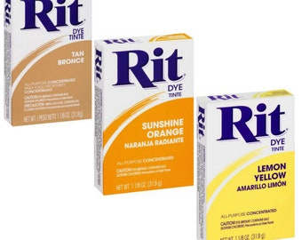 Sunset Tye Dye Kit Rit Powder Dye in Beige, Yellow and Orange Summer T Shirt DIY 3 PACK BUNDLE