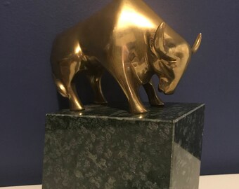 Golden brass Bull Marble Stone