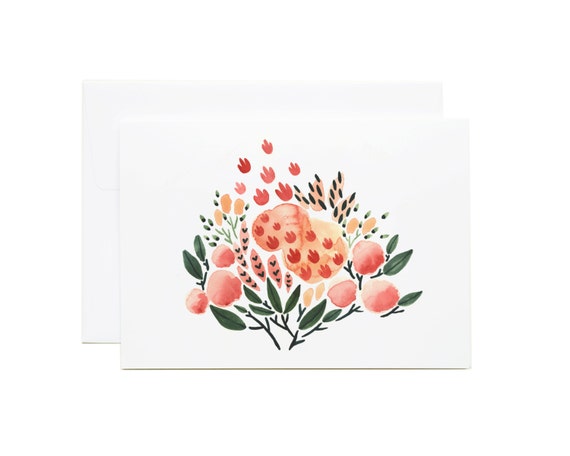 Items similar to Floral Pop Greeting Card, Flowers and Leaves ...