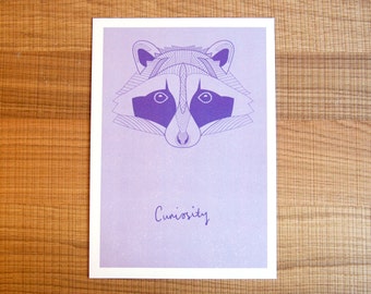SALE* Raccoon of Curiosity // Geometric Print // Colourful Home Decor // Digital Print // Nursery Wall Art