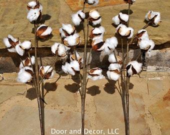 Cotton Stems~Cotton Boll~19" Stem~Rustic Wedding~Cotton Stick~rustic decor~farmhouse decor~fixer upper-cotton branches