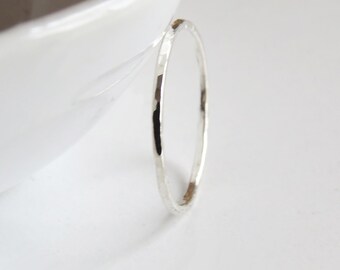 Super Skinny Stacking Ring, Light Hammered Ring, Thin 1 mm Ring, 925 sterling Silver Ring , Skinny Ring, Simple Ring, Dainty Ring