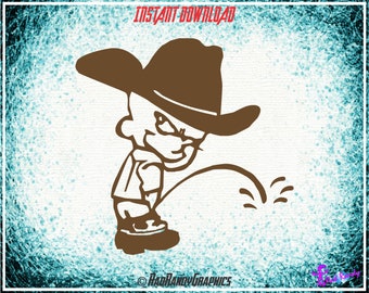 Cowboy Calvin pee on, Design Elements, Cut Files, Eps, Svg, Png, Vector