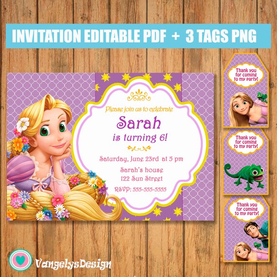 INVITACION RAPUNZEL ENREDADOS cumpleaños Pdf editable