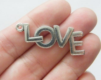 6 Love pendants antique silver tone M930