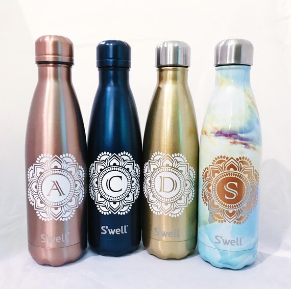 Mandala Initial S'well® Bottle - Bridesmaids, Groomsmen, Teacher, Sorority, Wedding, Swell Bottle