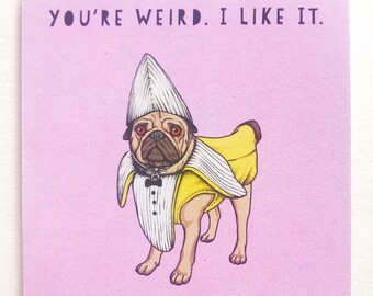 Weird Puggo Mini Greeting Card