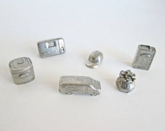 Carrier Monopoly Game Pieces Metal Pewter Tokens six pieces worker cake toppers, jewelry making, furnace, thermostat, air conditioner, money