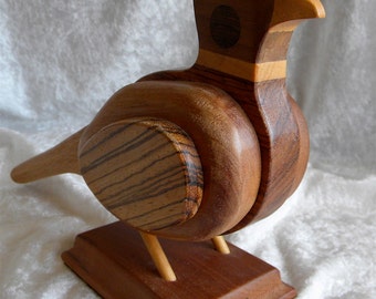 SALE SALE Vintage Laminated Wood Pheasant Bird Sculpture, Various Woods, 11" by 7"