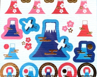 Mount Fuji Stickers - Japanese Washi Paper Stickers - Chiyogami Stickers - Mountain Stickers (S208)