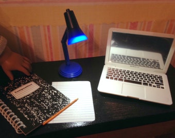 18" Doll desk lamp, light. Adjustable LED 18 inch doll school accessory 1:3 scale